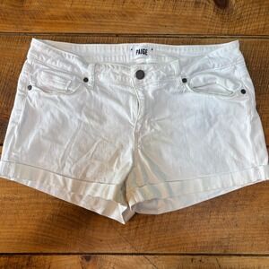 Paige Womens White Denim Jimmy Jimmy Short Stretchy Cuffs Pockets Size 29